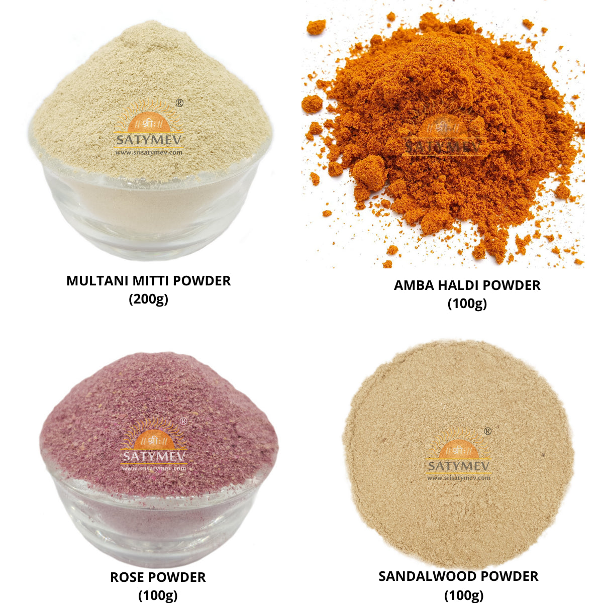 Magical Skin Care Pack - Combo of Multani Mitti, Rose Powder, Amba Haldi Powder, Sandalwood 500g